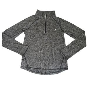 Old Navy Active Go Dry Girls Size XL 14 1/4 Zip Black Gray Pullover Thumb Hole